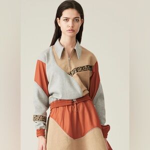 ✨GANNI x AHLUWALIA✨Isoli Patchwork 3/4 Zip Sweatshirt